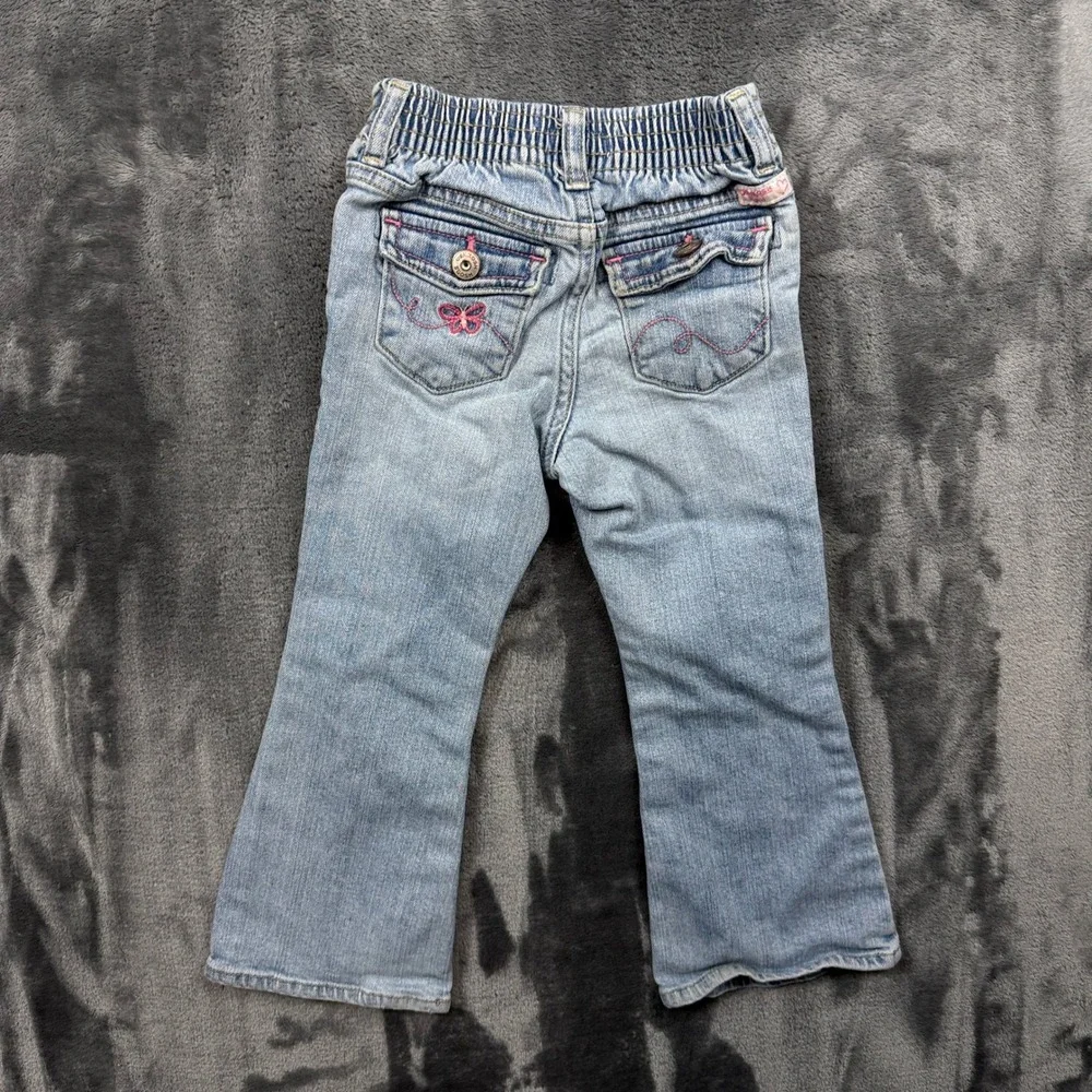 OshKosh B'gosh Denim Jeans Toddler 4T Blue Butterfly Embroidered Bootcut 8604